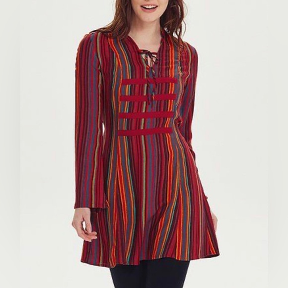 Tops - Los Banditos- Red Stripe Tie-Accent Chati
Tunic